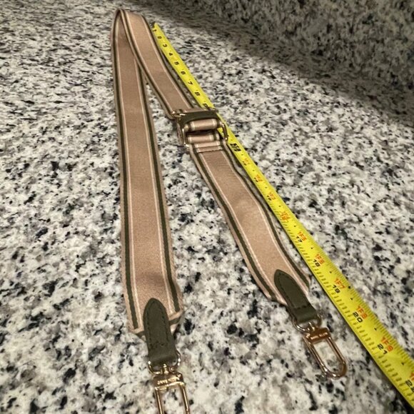 ADJUSTABLE WEBBING STRAP CANVAS/LEATHER KHAKI /MILITARYGREEN GOLD HARDWARE CHIC - Picture 11 of 13